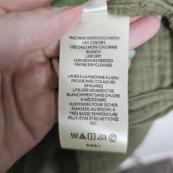 NWT Anthropologie Maeve Katie Gauzy Textured Utility Dress Olive Green 10 - Picture 8 of 9